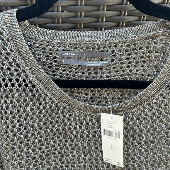 Anthropologie Sweater, size S, NWT grey/silver chain link appearance. - Picture 3 of 4